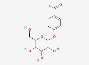 Two-dimensional chemical structure of 4-[3,4,5-Trihydroxy-6-(hydroxymethyl)oxan-2-yl]oxybenzaldehyde