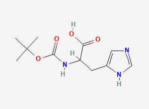 Two-dimensional chemical structure of 2-[(tert-butoxycarbonyl)amino]-3-(1H-imidazol-4-yl)propanoic acid