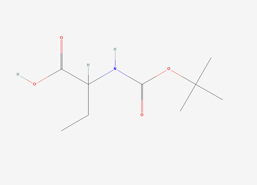 Two-dimensional chemical structure of 2-(((Tert-butoxy)carbonyl)amino)butanoic acid