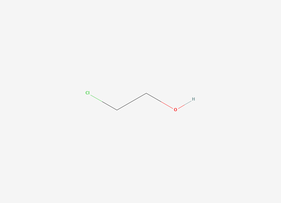 Two-dimensional chemical structure of 2-chloroethanol, CAS 107-07-3
