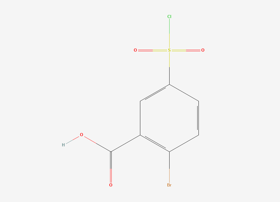 Two-dimensional chemical structure of 2-Bromo-5-(chlorosulfonyl)benzoic acid