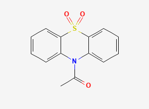 Two-dimensional chemical structure of 10H-Phenothiazine, 10-acetyl-, 5,5-dioxide, CAS 1220-99-1