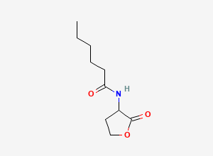 Two-dimensional chemical structure of N-(2-oxooxolan-3-yl)hexanamide