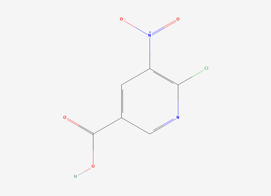 Two-dimensional chemical structure of 6-Chloro-5-nitropyridine-3-carboxylic acid