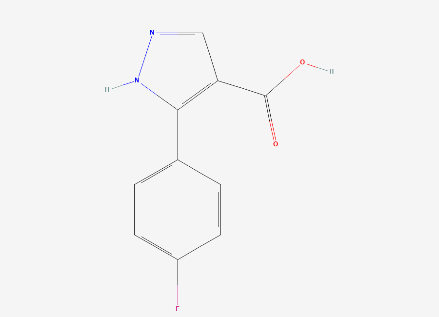 Two-dimensional chemical structure of 3-(4-fluorophenyl)-1H-pyrazole-4-carboxylic acid