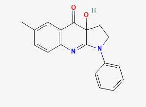 Two-dimensional chemical structure of 1,2,3,3a-Tetrahydro-3a-hydroxy-6-methyl-1-phenyl-4H-pyrrolo(2,3-b)quinolin-4-one