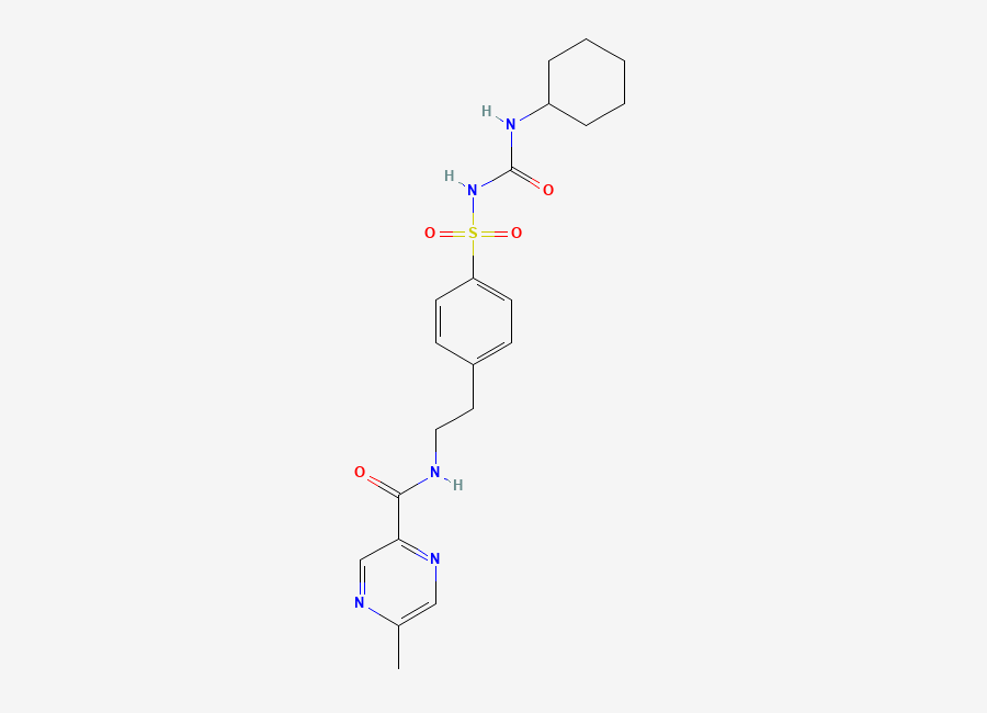 Two-dimensional chemical structure of Glipizide, CAS 29094-61-9