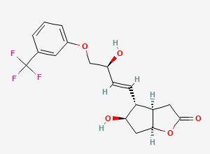 Two-dimensional chemical structure of (3AR,4R,5R,6aS)-5-hydroxy-4-((S,E)-3-hydroxy-4-(3-(trifluoromethyl)phenoxy)but-1-en-1-yl)hexahydro-2H-cyclopenta[b]furan-2-one