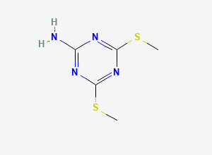 Two-dimensional chemical structure of 4,6-Bis(methylsulfanyl)-1,3,5-triazin-2-amine, CAS 30358-19-1