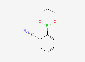Two-dimensional chemical structure of 2-(1,3,2-Dioxaborinan-2-yl)benzonitrile, CAS 172732-52-4