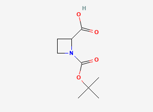 Two-dimensional chemical structure of 1-[(Tert-butoxy)carbonyl]azetidine-2-carboxylic acid