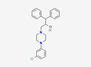 Two-dimensional chemical structure of 3-(4-(3-Chlorophenyl)piperazin-1-yl)-1,1-diphenyl-2-propanol