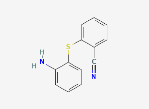 Two-dimensional chemical structure of 2-[(2-Aminophenyl)sulfanyl]benzonitrile, CAS 140425-65-6