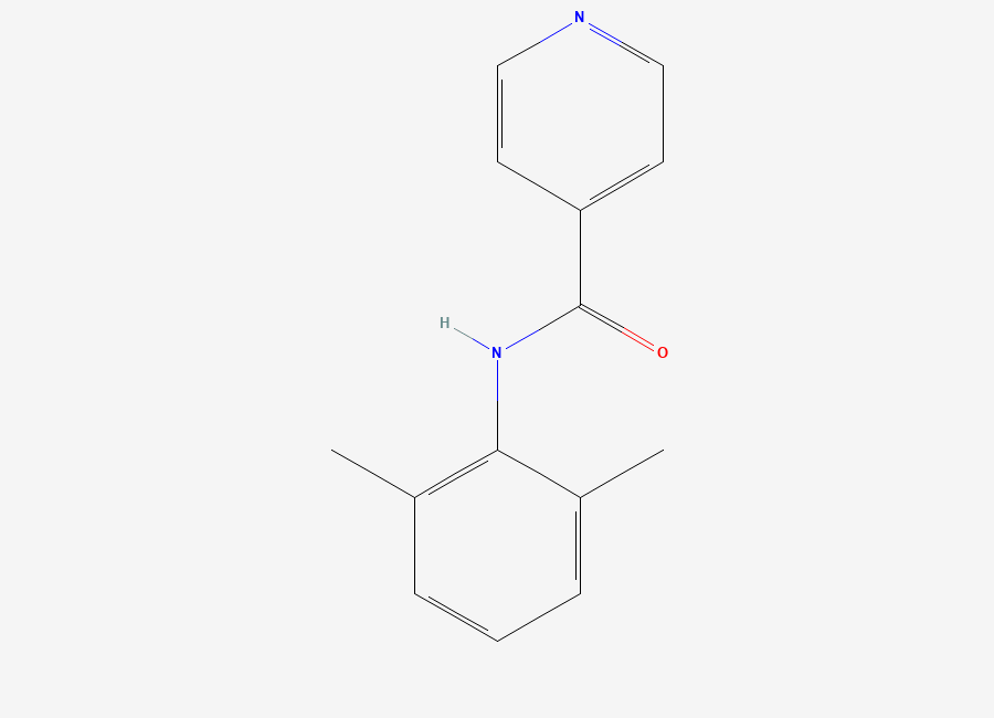 Two-dimensional chemical structure of N-(2,6-dimethylphenyl)pyridine-4-carboxamide