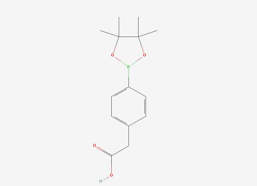 Two-dimensional chemical structure of 2-(4-(4,4,5,5-Tetramethyl-1,3,2-dioxaborolan-2-yl)phenyl)acetic Acid