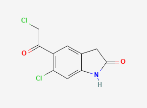 Two-dimensional chemical structure of Ziprasidone Dichloro Impurity/ Ziprasidone Chloroacetyl oxyindole, CAS 118307-04-3
