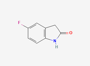Two-dimensional chemical structure of 5-fluoro-1,3-dihydro-2H-indol-2-one, CAS 56341-41-4