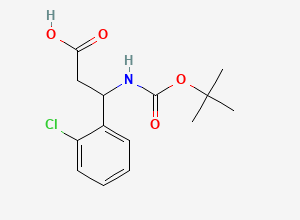 Two-dimensional chemical structure of 3-((tert-Butoxycarbonyl)amino)-3-(2-chlorophenyl)propanoic acid