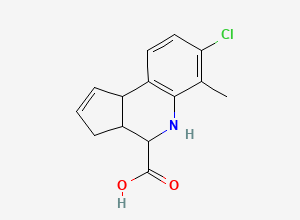 Two-dimensional chemical structure of 7-chloro-6-methyl-3a,4,5,9b-tetrahydro-3H-cyclopenta[c]quinoline-4-carboxylic acid