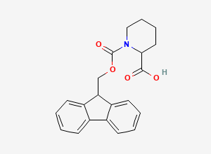 Two-dimensional chemical structure of 1-[(9H-fluoren-9-ylmethoxy)carbonyl]piperidine-2-carboxylic acid