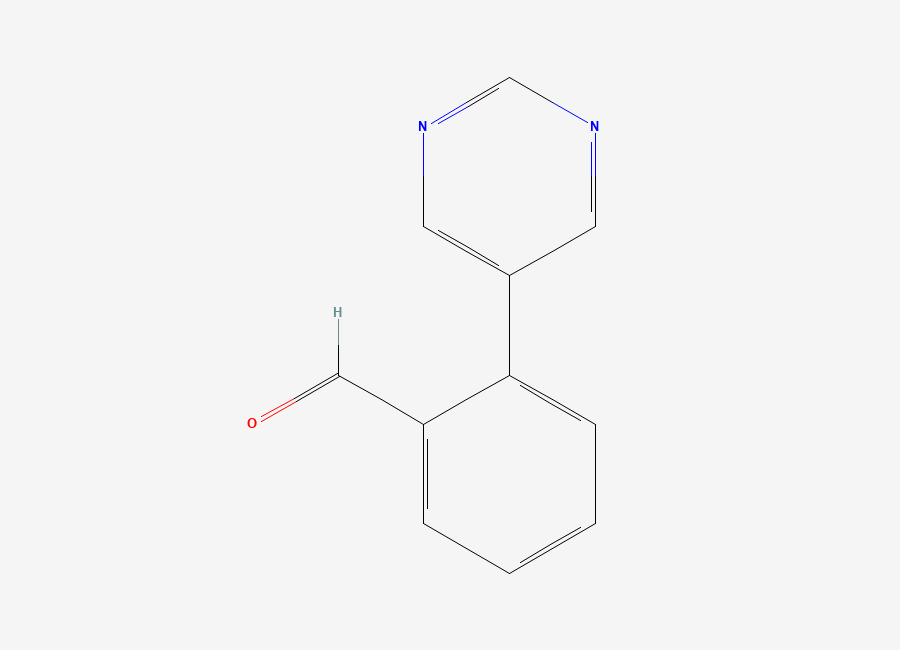 Two-dimensional chemical structure of 2-(5-Pyrimidinyl)benzaldehyde