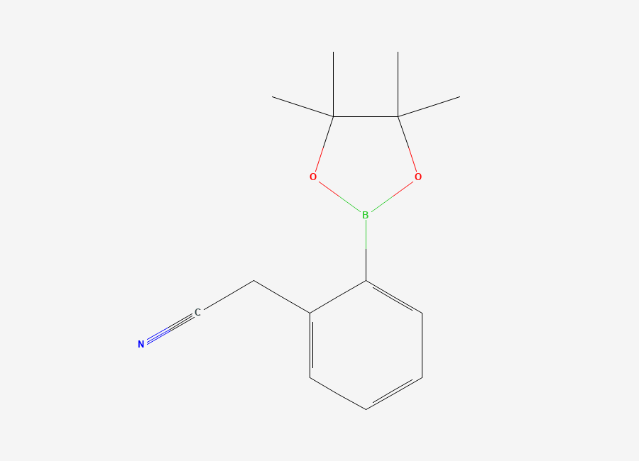 Two-dimensional chemical structure of 2-(2-(Tetramethyl-1,3,2-dioxaborolan-2-yl)phenyl)acetonitrile