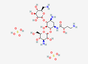 Two-dimensional chemical structure of Amikacin Sulfate, CAS 39831-55-5
