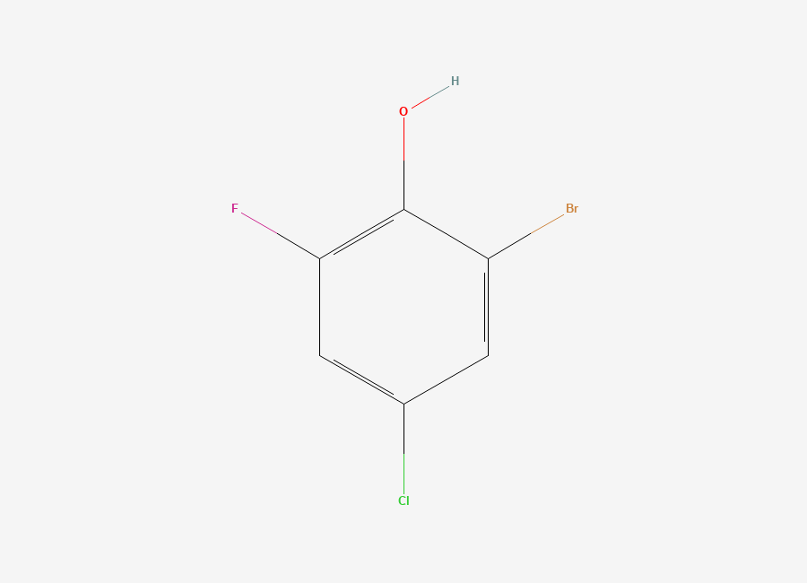 Two-dimensional chemical structure of 2-Bromo-4-chloro-6-fluorophenol