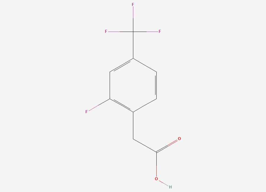 Two-dimensional chemical structure of 2-Fluoro-4-(trifluoromethyl)phenylacetic acid