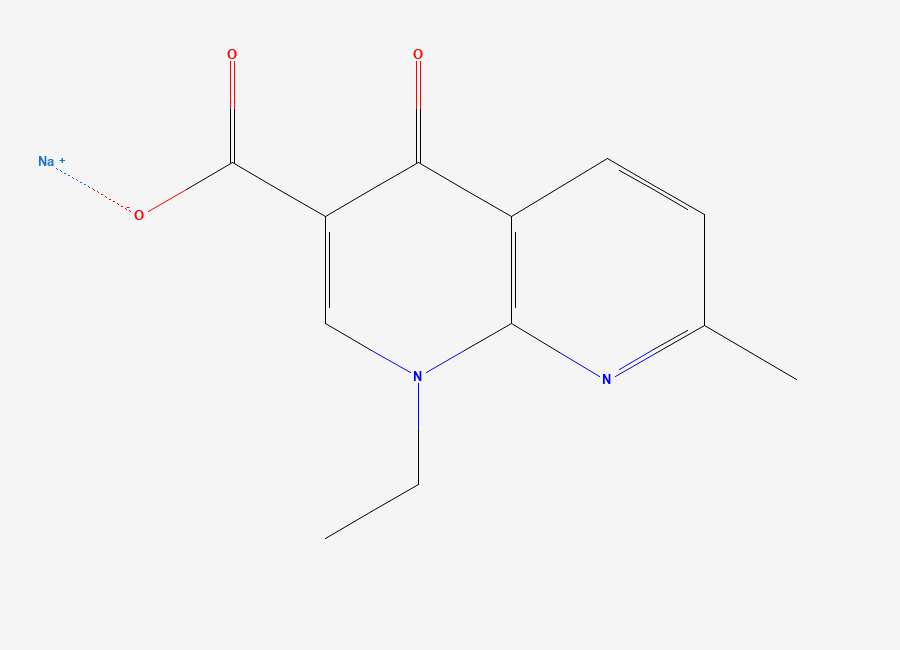 Two-dimensional chemical structure of Nalidixate Sodium Anhydrous