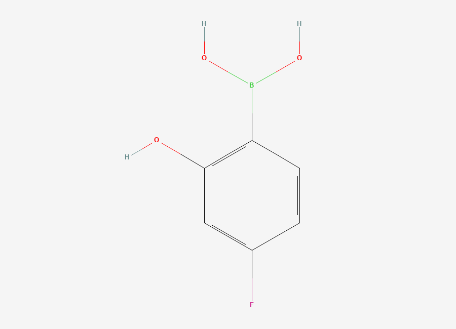 Two-dimensional chemical structure of (4-Fluoro-2-hydroxy)phenylboronic acid