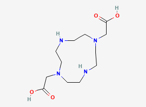 Two-dimensional chemical structure of 1,4,7,10-Tetraazacyclododecane-1,7-diacetic acid, CAS 112193-75-6
