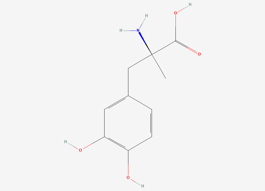 Two-dimensional chemical structure of Methyldopa, CAS 555-30-6