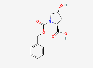 Two-dimensional chemical structure of 1-(Phenylmethyl) (2S,4R)-4-hydroxy-1,2-pyrrolidinedicarboxylate