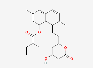 Two-dimensional chemical structure of 8-(2-(4-Hydroxy-6-oxooxan-2-yl)ethyl)-3,7-dimethyl-1,2,3,7,8,8a-hexahydronaphthalen-1-yl 2-methylbutanoate, CAS 79952-43-5