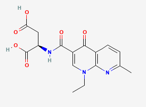 Two-dimensional chemical structure of N-[(1-Ethyl-1,4-dihydro-7-methyl-4-oxo-1,8-naphthyridin-3-yl)carbonyl]-D-aspartic acid, CAS 1212087-50-7