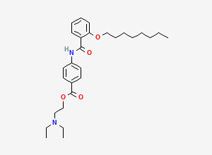 Two-dimensional chemical structure of 2-(Diethylamino)ethyl 4-(2-(octyloxy)benzamido)benzoate, CAS 26090-29-9
