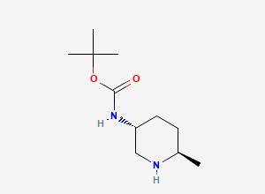 Two-dimensional chemical structure of tert-butyl ((3R,6R)-6-methylpiperidin-3-yl)carbamate