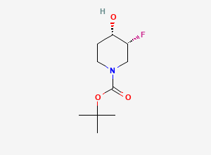 Two-dimensional chemical structure of tert-butyl (3R,4S)-3-fluoro-4-hydroxypiperidine-1-carboxylate