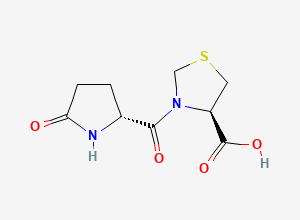 Two-dimensional chemical structure of (R)-3-((R)-5-Oxopyrrolidine-2-carbonyl)thiazolidine-4-carboxylic acid