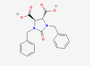 Two-dimensional chemical structure of (4R,5R)-1,3-Dibenzyl-2-oxoimidazolidine-4,5-dicarboxylic acid, CAS 26339-40-2