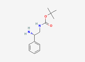 Two-dimensional chemical structure of (S)-tert-Butyl (2-amino-2-phenylethyl)carbamate