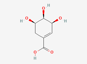 Two-dimensional chemical structure of (3S,4R,5R)-3,4,5-trihydroxycyclohexene-1-carboxylic acid