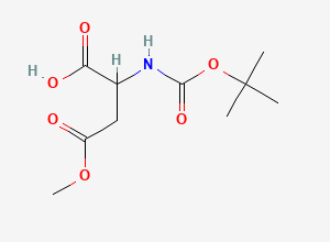 Two-dimensional chemical structure of 2-((tert-Butoxycarbonyl)amino)-4-methoxy-4-oxobutanoic acid