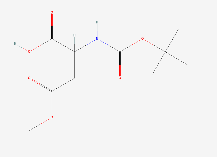 Two-dimensional chemical structure of 2-((tert-Butoxycarbonyl)amino)-4-methoxy-4-oxobutanoic acid
