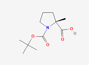Two-dimensional chemical structure of (R)-1-(tert-Butoxycarbonyl)-2-methylpyrrolidine-2-carboxylic acid