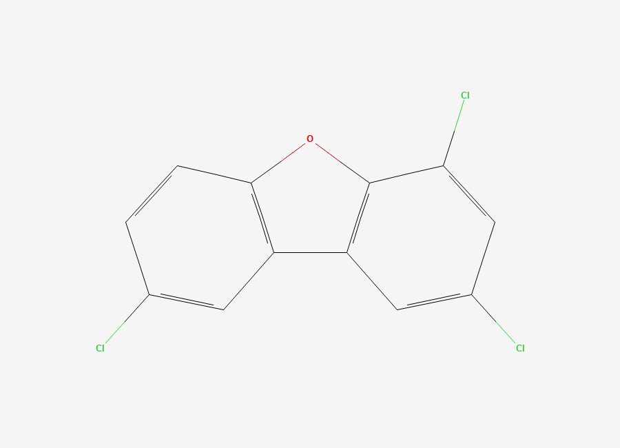 Two-dimensional chemical structure of 2,4,8-Trichlorodibenzofuran, CAS 54589-71-8
