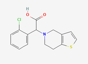 Two-dimensional chemical structure of 2-(2-chlorophenyl)-2-(6,7-dihydrothieno[3,2-c]pyridin-5(4H)-yl)acetic acid