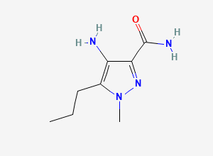 Two-dimensional chemical structure of 4-Amino-1-methyl-5-propyl-1H-pyrazole-3-carboxamide, CAS 247583-78-4