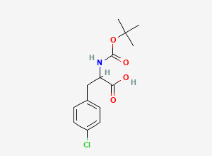 Two-dimensional chemical structure of 2-(((Tert-butoxy)carbonyl)amino)-3-(4-chlorophenyl)propanoic acid